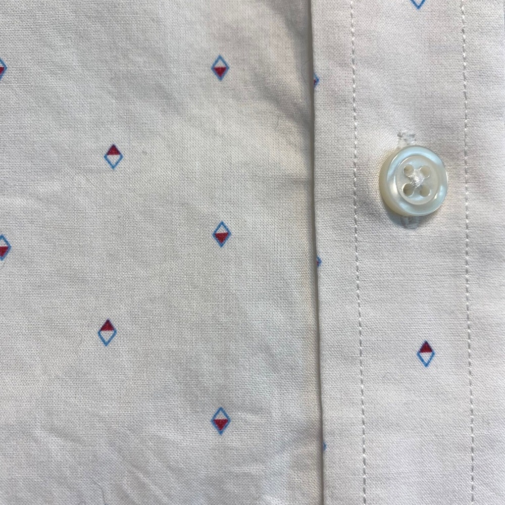 Banana Republic Button Down Shirt Large Slim Fit Short Sleeve Geometric Classic